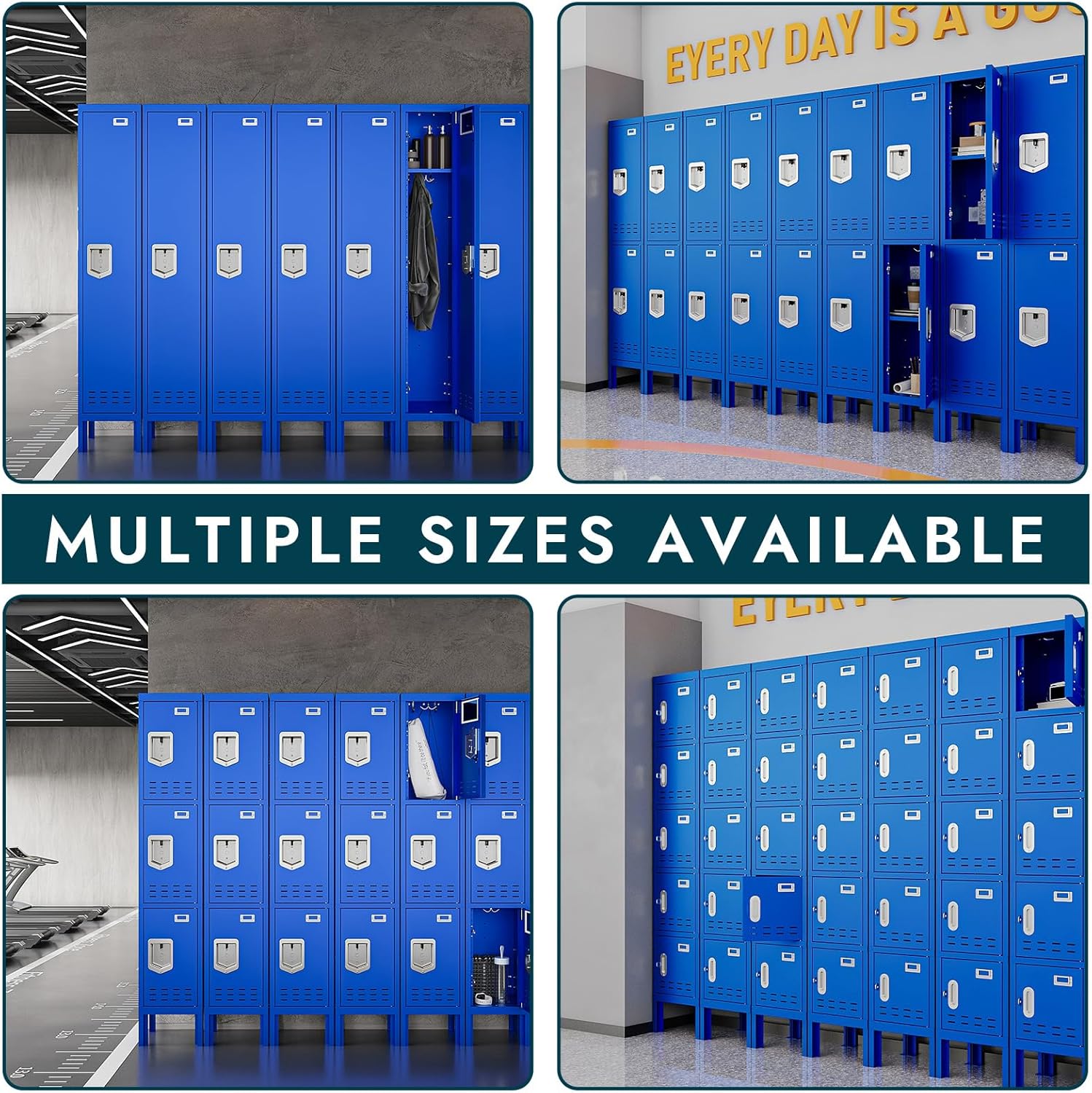 Metal Lockers - 66" Height Steel Lockers for Employees with 5 Door Storage Locker with Card Slot for Employees Gym School Home Office Garage - Assembly Required