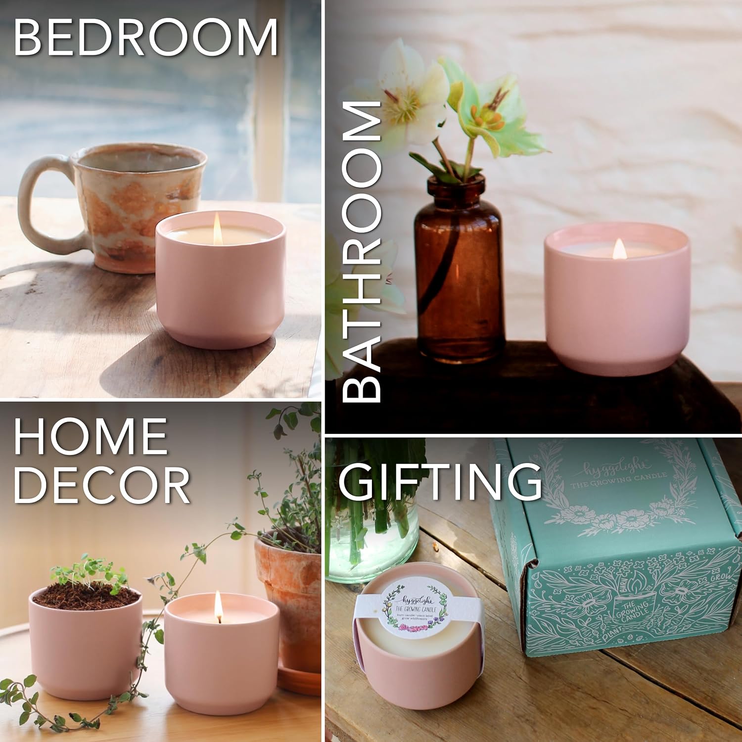 The Growing Candle, Lavender Scented, 8oz Ceramic Pot, Single Wick Aromatherapy Candles, 100% Soy for Women and Men, Adelyn