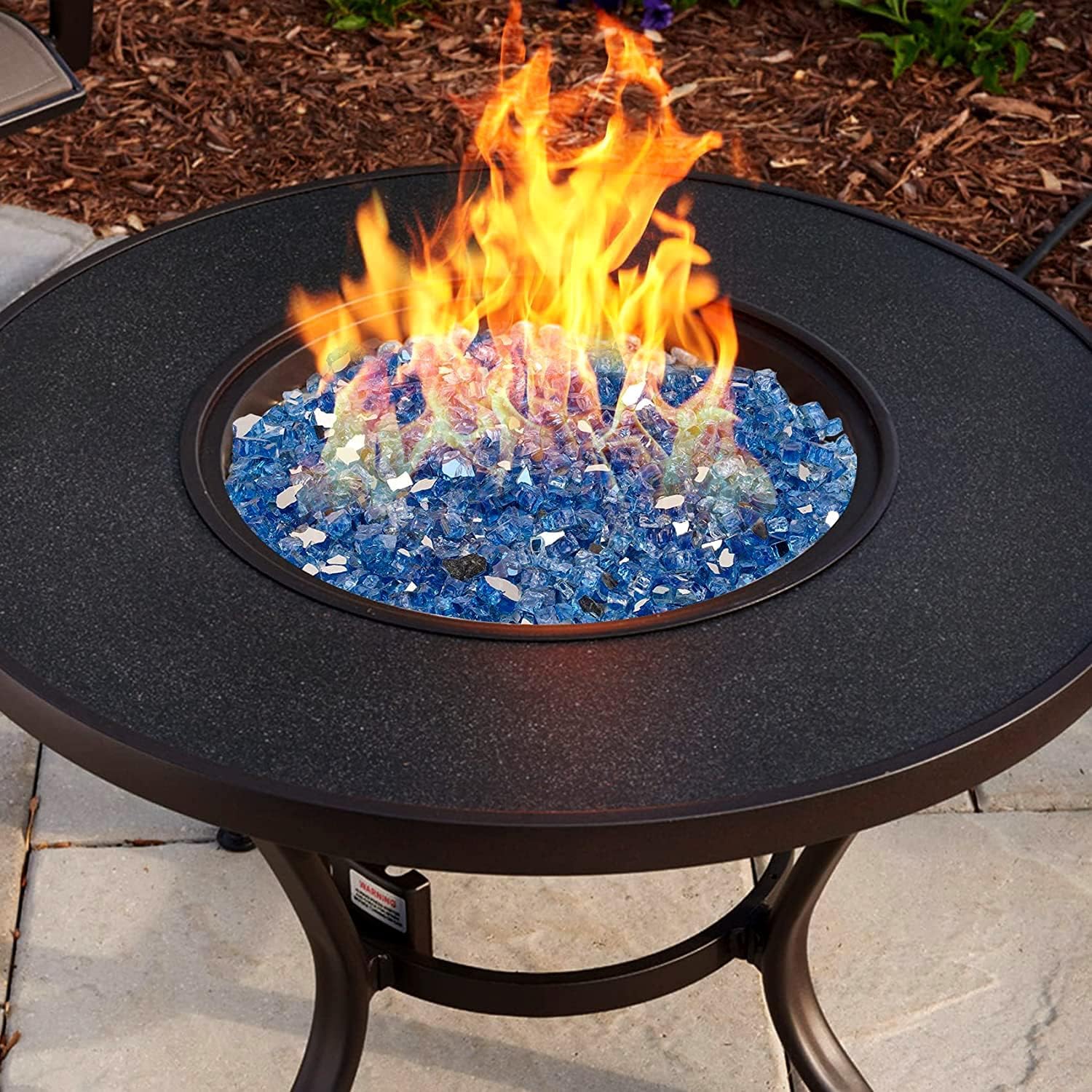 Mr. Fireglass 10 Pounds Fire Glass - 1/2 Inch High Luster Reflective Tempered Glass Rocks for Fireplace Fire Pit Table and Landscaping, Pacific Blue