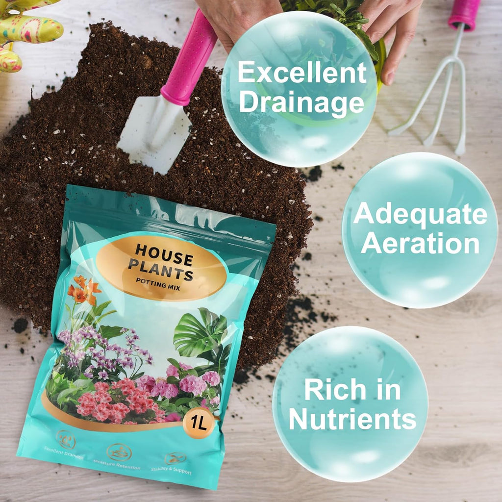 Potting Soil Mix 10qt for Indoor Plants, Organic Houseplant Soil Well Draining Dirt Ready to Use, Fit for House Plant Like Pothos, Philodendron, Monstera, African Violet