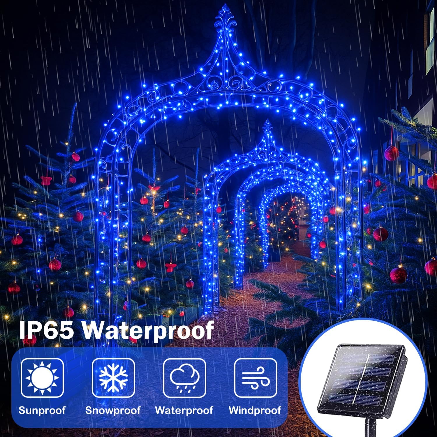 Extra-Long Solar String Lights Outdoor, 4-Pack 400 LED Solar Fairy Lights for Outside Waterproof, Copper Wire 8 Modes Solar Twinkle Fairy Light for Xmas Tree Garden Party Wedding Decor(Blue)