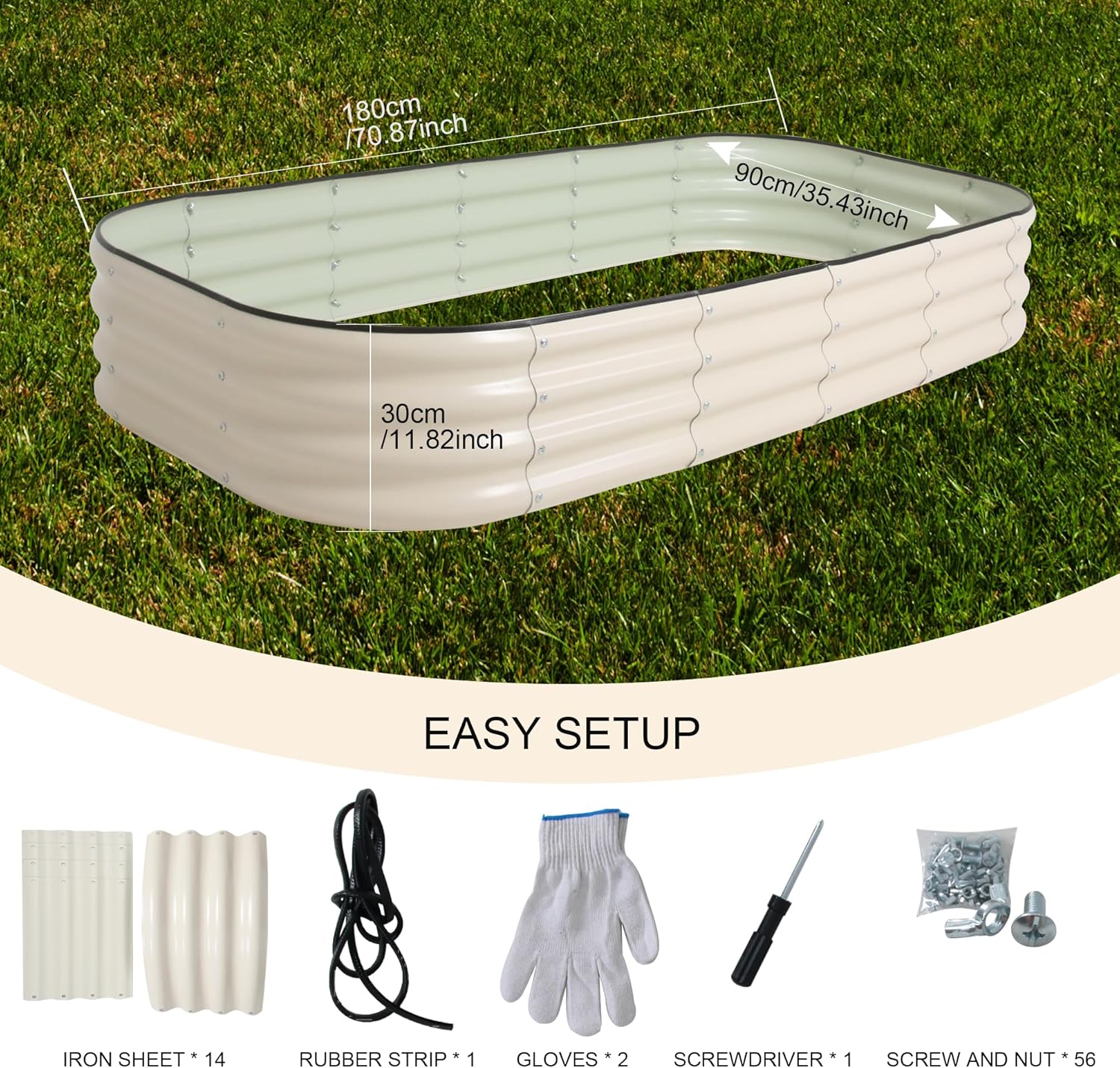 Galvanized Raised Garden Bed Kit Outdoor Metal Garden Planter Box for Backyard Gardening, Planting Vegetables, and Patio (70.8"x35.4"x11.8")