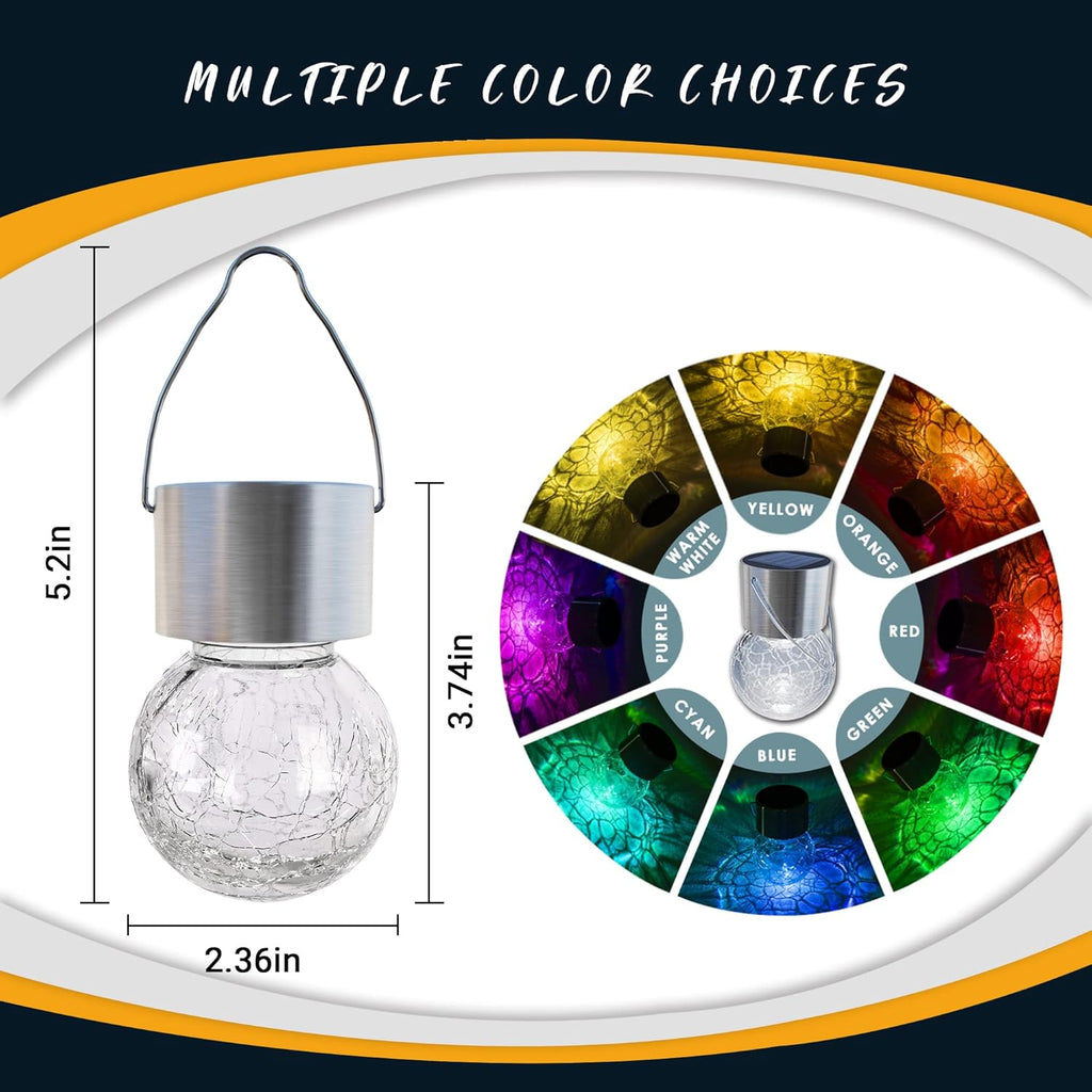 GIGALUMI 16 Pack Solar Hanging Lights for Christmas Decoration - Cracked Glass Solar Lights Outdoor Waterproof for Garden, Yard, Fence, Tree (Warm White)