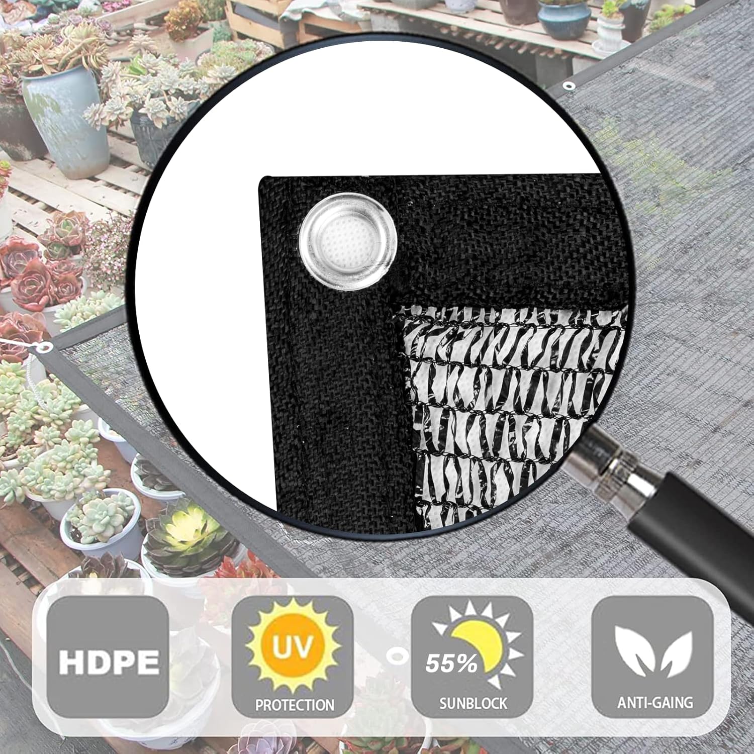 LOVE STORY 8x20FT 55% Black Shade Cloth Sun Shade Net with Grommets Sunblock Net Mesh Tarp for Garden,Plants Cover,Greenhouse and Patio