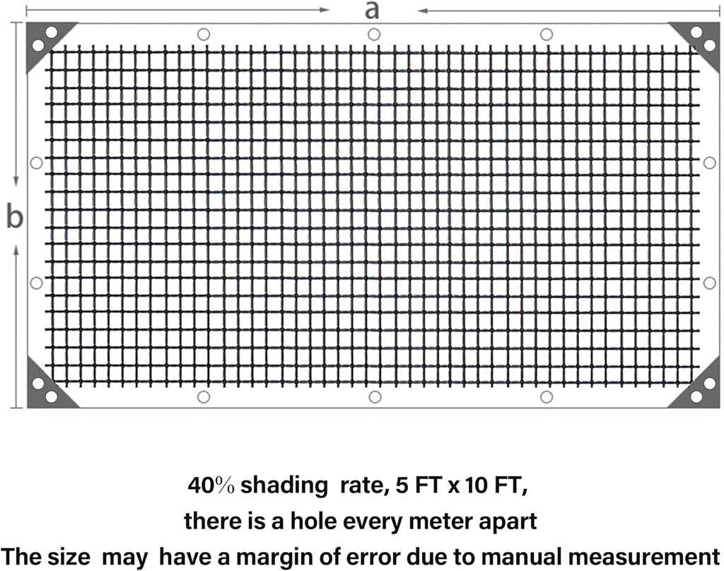 winemana Black Shade Cloth 40%, 5x10 FT Mesh Tarp - Garden Shade for Greenhouse, Patio, Vegetables, Plants Cover and Chicken Coops, Sun Shade Net for Outdoor Protection with Reinforced Grommets