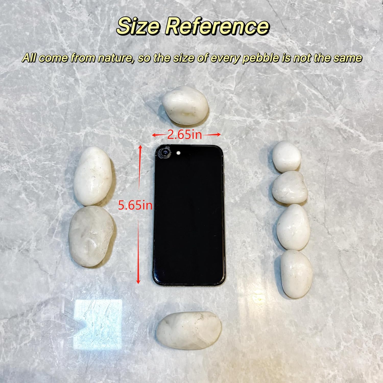 2lbs River Rocks, 1-2Inch Decorative Ornamental Natural Pebbles for Garden Couryard Landscaping Stones, Gravel Filler for Fish Tank,Vases,Home Decor,Aquariums,Animal Habitat, White