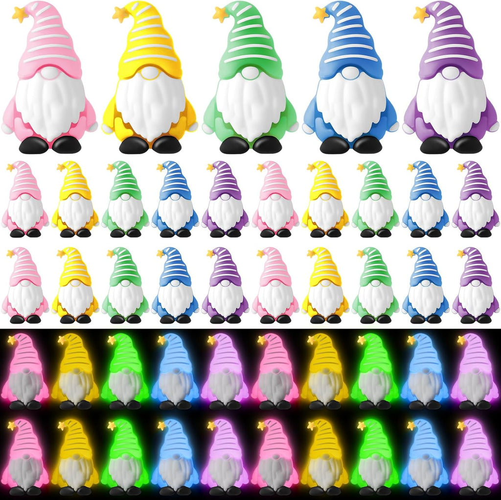 25 Pcs Luminous Mini Gnomes Figurines Fairy Glow in Dark Garden Miniature Gnome Figurines Decor Funny Poses Garden Yard Home Patio Lawn Backyard Hide See DIY Craft
