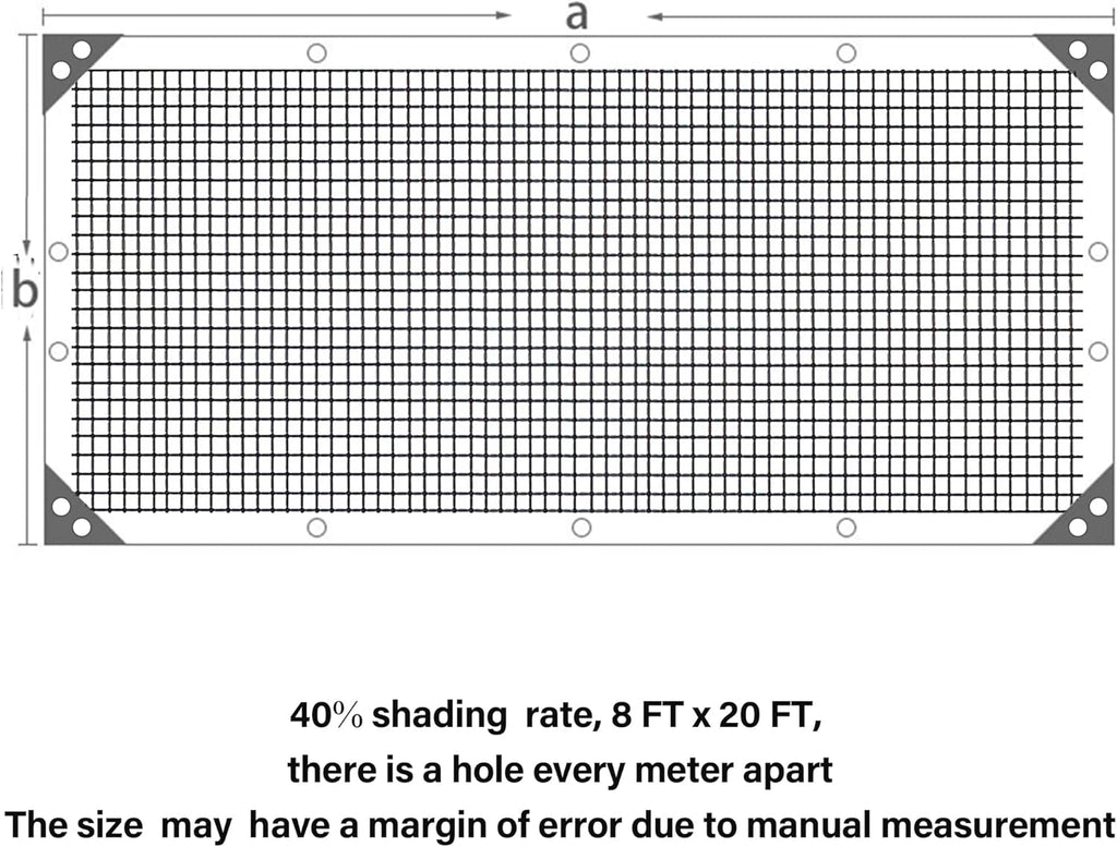 winemana Black Shade Cloth 40%, 8x20 FT Mesh Tarp - Garden Shade for Greenhouse, Patio, Vegetables, Plants Cover and Chicken Coops, Sun Shade Net for Outdoor Protection with Reinforced Grommets