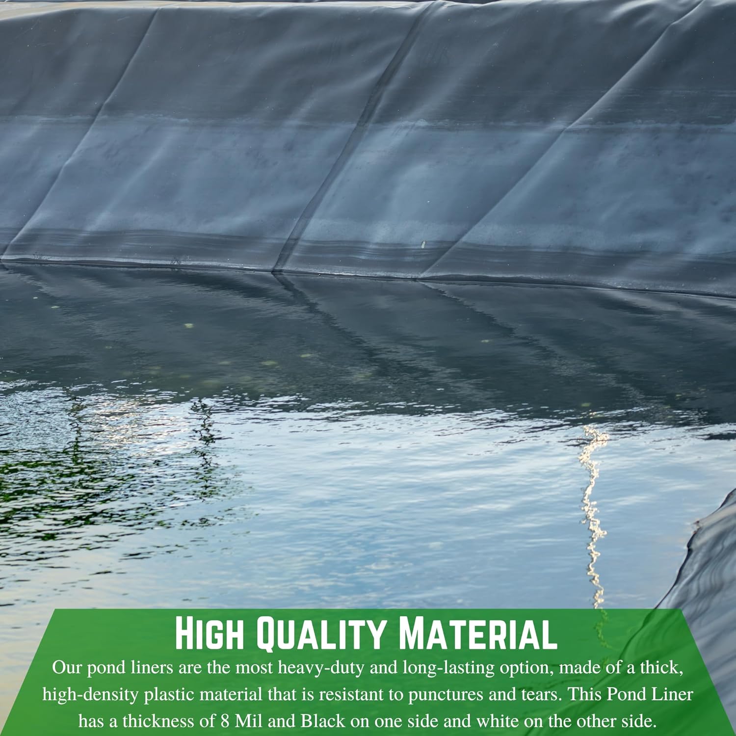 Farm Plastic Supply - 8 Mil Black/White Pond Liner - 8 Mil Fish Pond Liner, Pond Liners for Outdoor Ponds, Koi Ponds, Garden Fountain, Waterfall, Containment Liner (40' x 80')