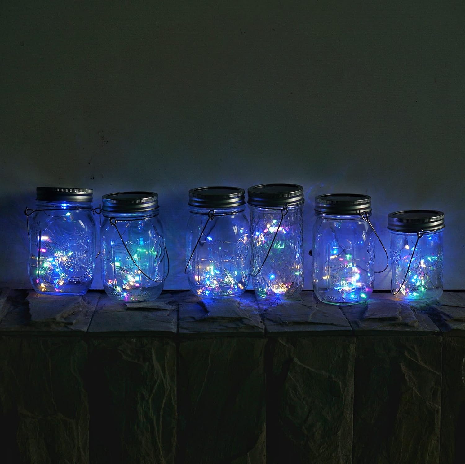 Decorman Solar Mason Jar Lights, 12 Pack 30 LED Fairy Star Firefly String Lids Lights with 12 Hangers for Patio Yard Garden Party Wedding Christmas Decoration(Jars Not Included) (12 Pack, Colorful)