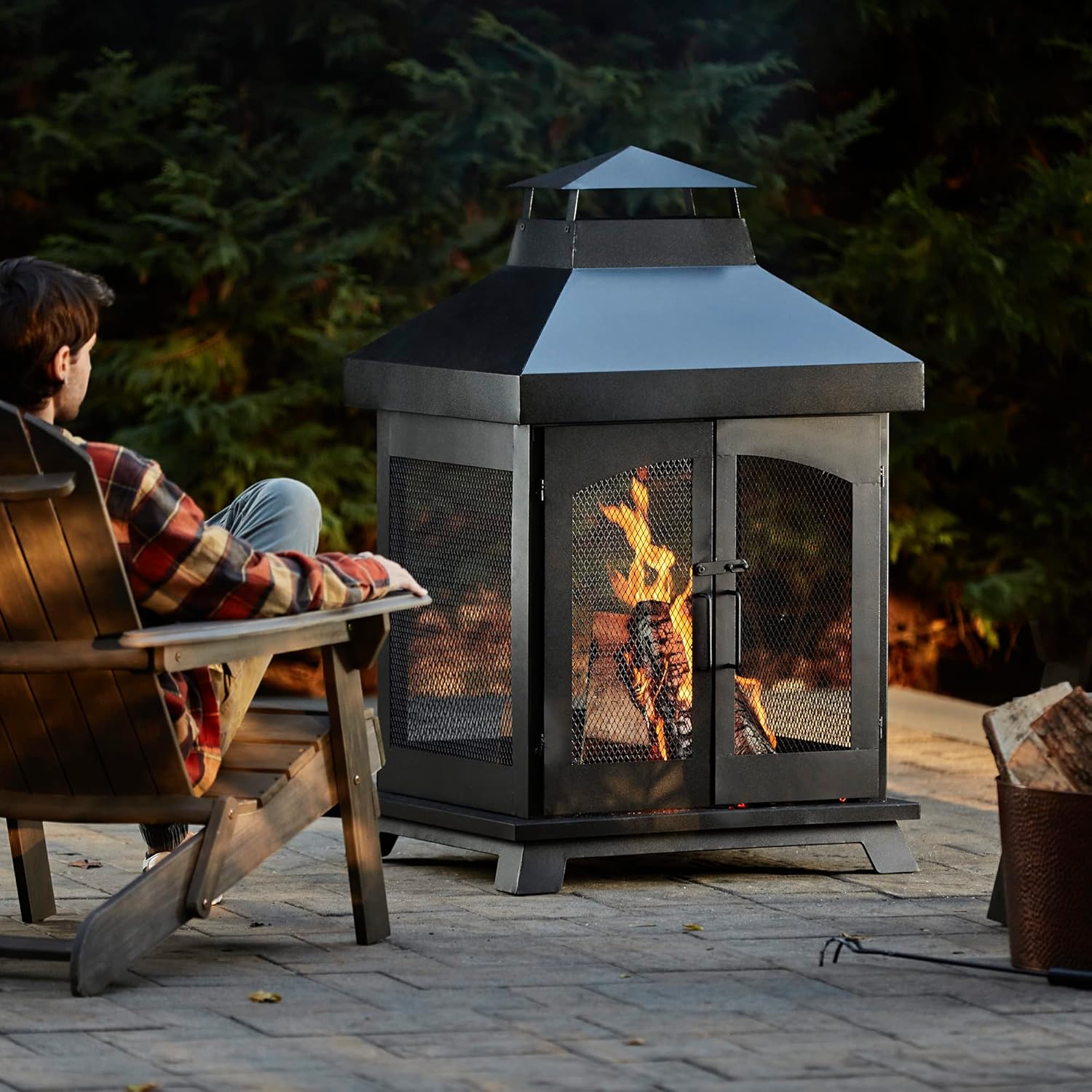 Endless Summer 45" Wood Burning Steel Outdoor Fireplace