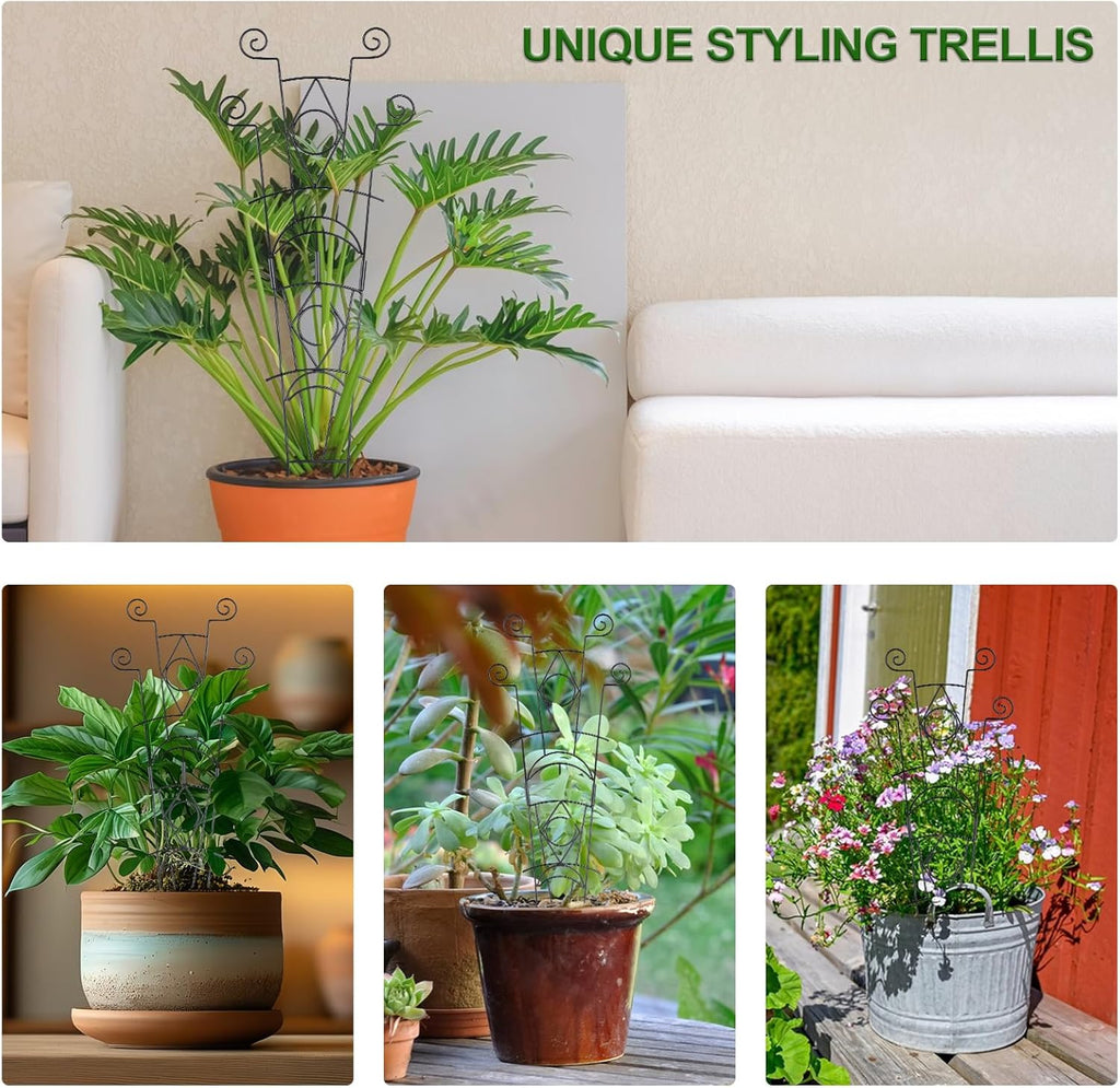 Indoor Plant Trellis for Climbing Plants 2 Pack Small Garden Metal Support for Potted Plants Flowers Houseplants for Outdoor
