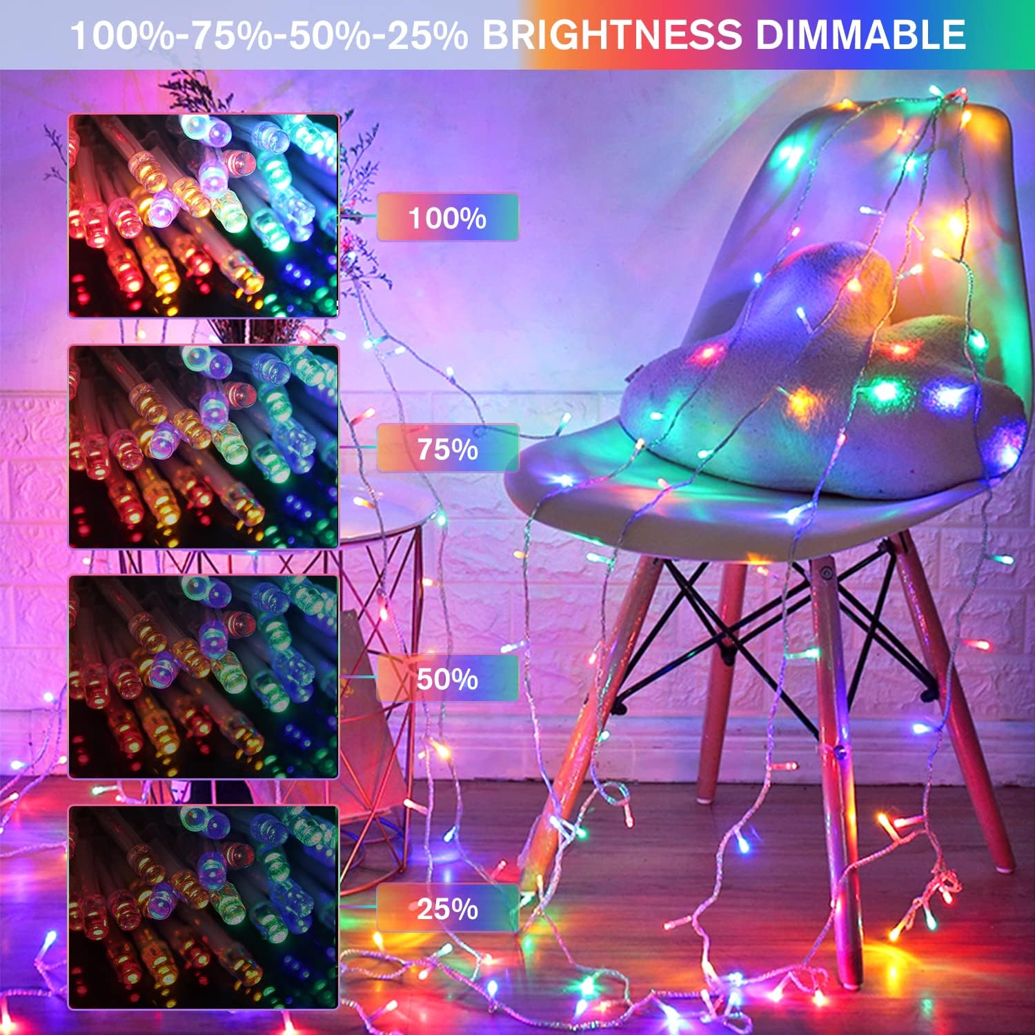 JMEXSUSS 100 LED Cool White & Multicolor Christmas Lights Indoor, Color Changing String Lights Plug in, 33ft Christmas String Lights Outdoor Waterproof for Xmas Tree Indoor Decor