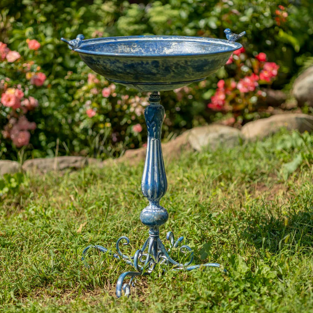 Zaer Ltd. Pedestal Style Birdbath (Blue)