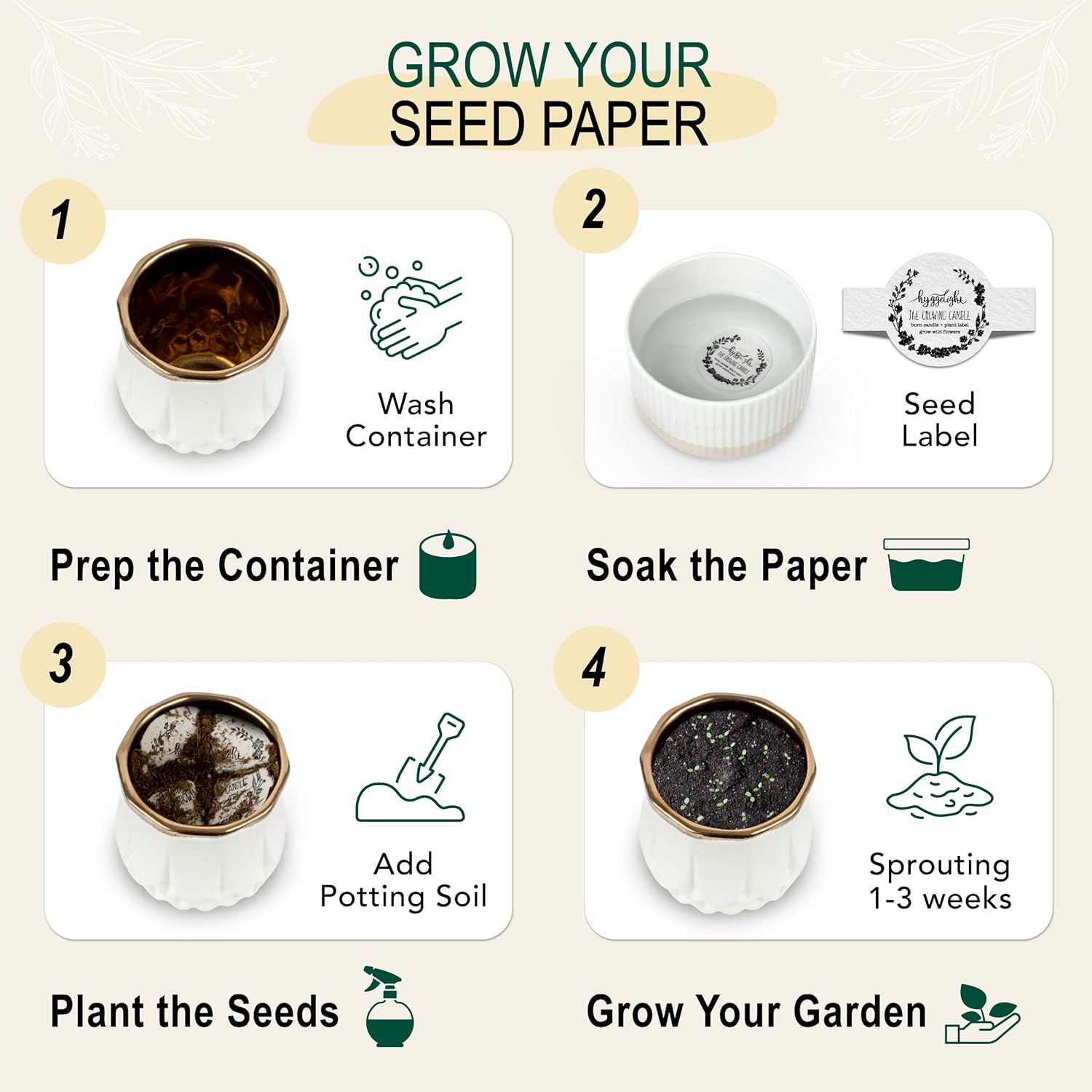 The Growing Candle, Wild Flower Scented, 9oz Ceramic Pot, Single Wick Aromatherapy Candles, 100% Soy for Women and Men, Astrid