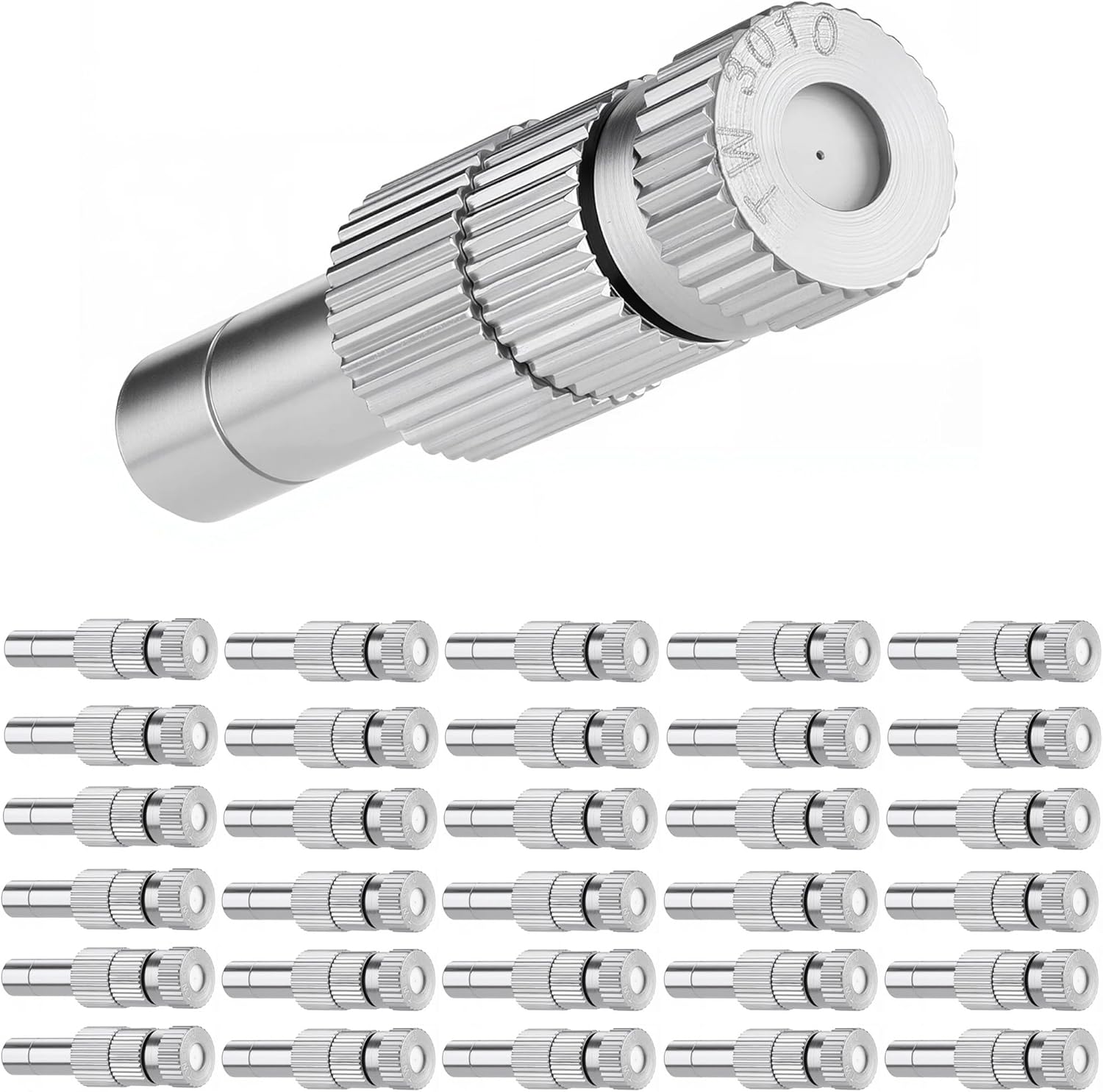 Mornajina 30 Pcs Brass Misting Nozzles Mister Replacement Nozzles with Filter Mesh Fit 1/4" Water Misting Nozzle Tees, 0.012"/0.3mm Orifice Misting System Heads Sprayer for Outdoor Cooling System