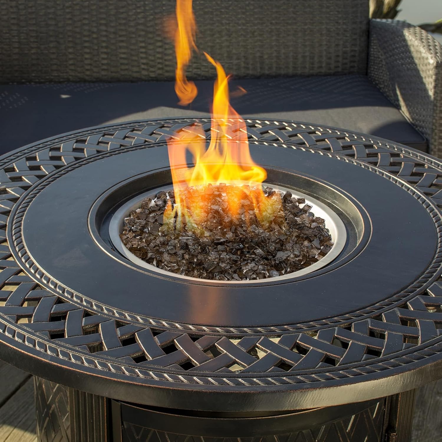 Mr. Fireglass 10 Pounds Fire Glass - 1/2 Inch High Luster Reflective Tempered Glass Rocks for Fireplace Fire Pit Table and Landscaping, Bronze