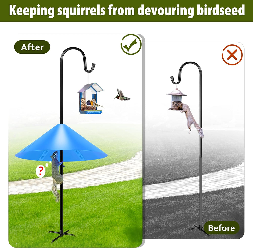 Squirrel Baffle for Bird Feeder Pole, 19 Inch Baffles Guard for Outdoor, Squirrel Proof Bird Feeders Baffle, Shepherd's Hook for Outside (Blue)
