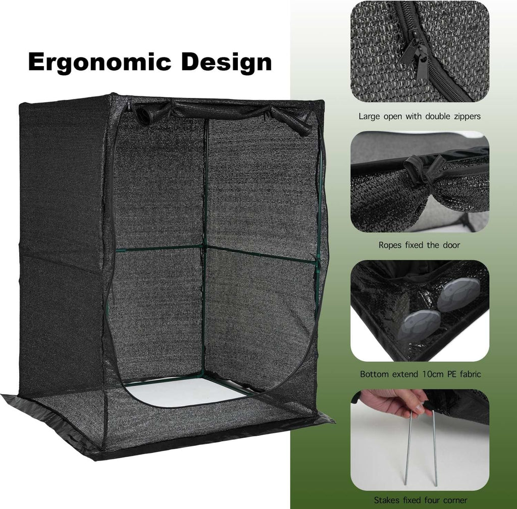 Portable Large 4'x4' Sunshade Cloth Gardening Net,Easy Set up Crops Shade Net 5.7FT Tall Cover, UV Resistant Plant 80% Sunblock for Vegetables,Fruits and Mini Flower Pot with Stakes