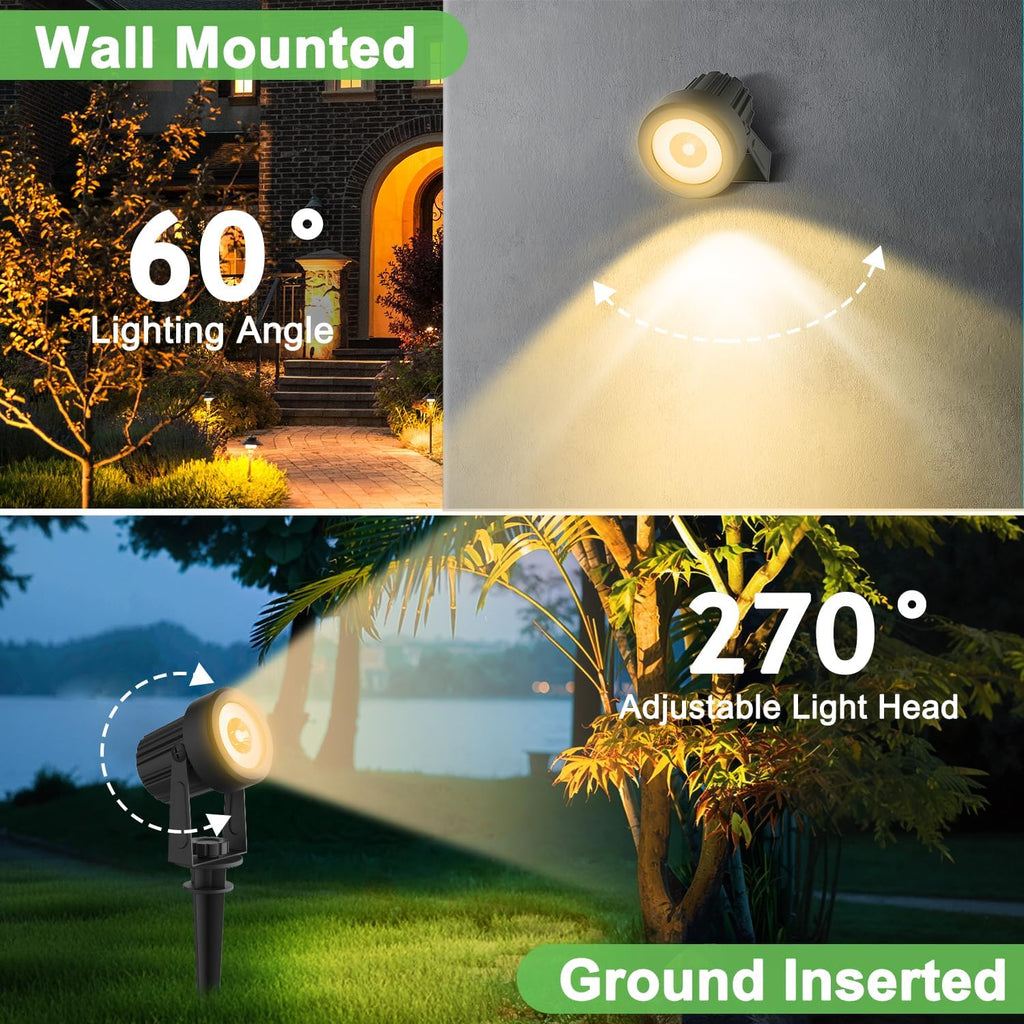 Solar Spotlights Outdoor 4Pack Warm White Landscape Lights IP65 Waterproof Solar Lights Plant Decorative Lighting for Garden Yard Path Lawn