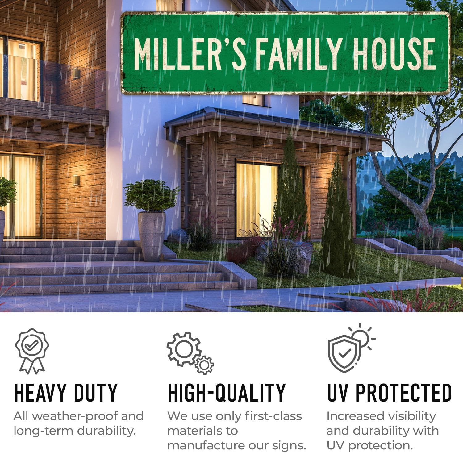 Custom Rustic Sign, Personalized Decor Street Signs Gift, 24x6 Inches, ACM, Fade Resistant, Made in USA