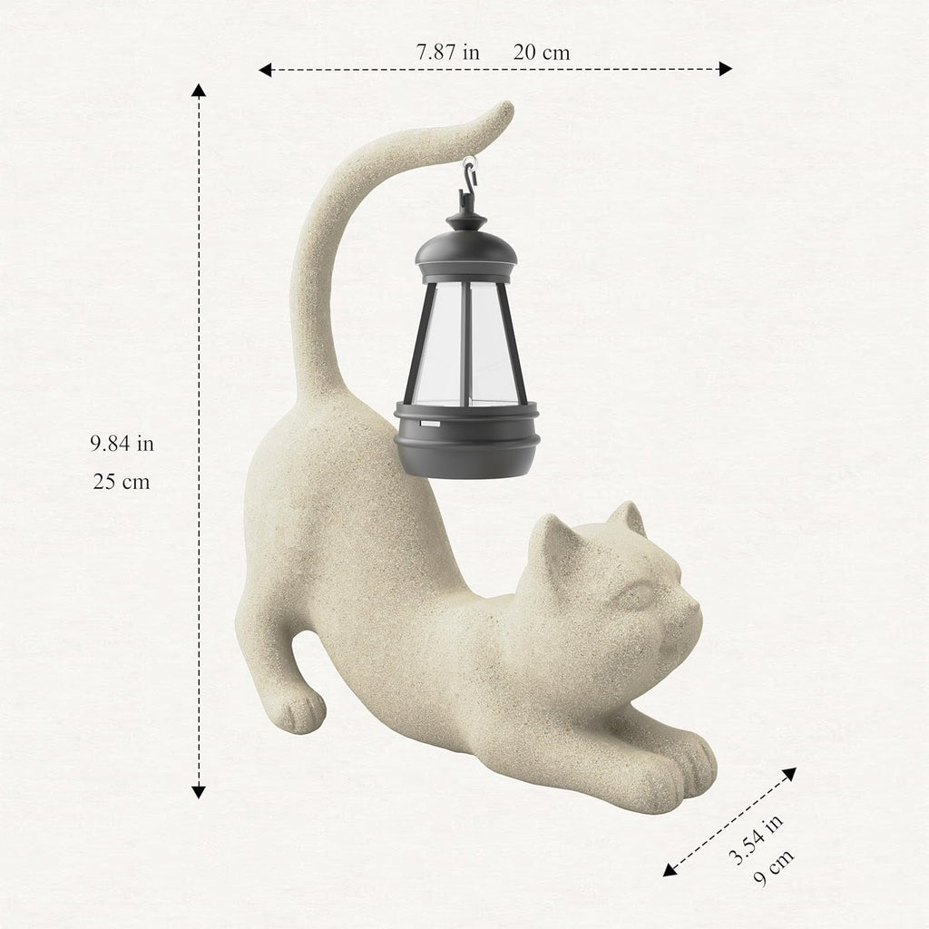 Solar Cat Garden Statue 10 Inch Porch Patio Decor for Outside Yard Decoration Outdoor Unique Housewarming Gardening Birthday Gifts for Cat Lovers Women Grandma