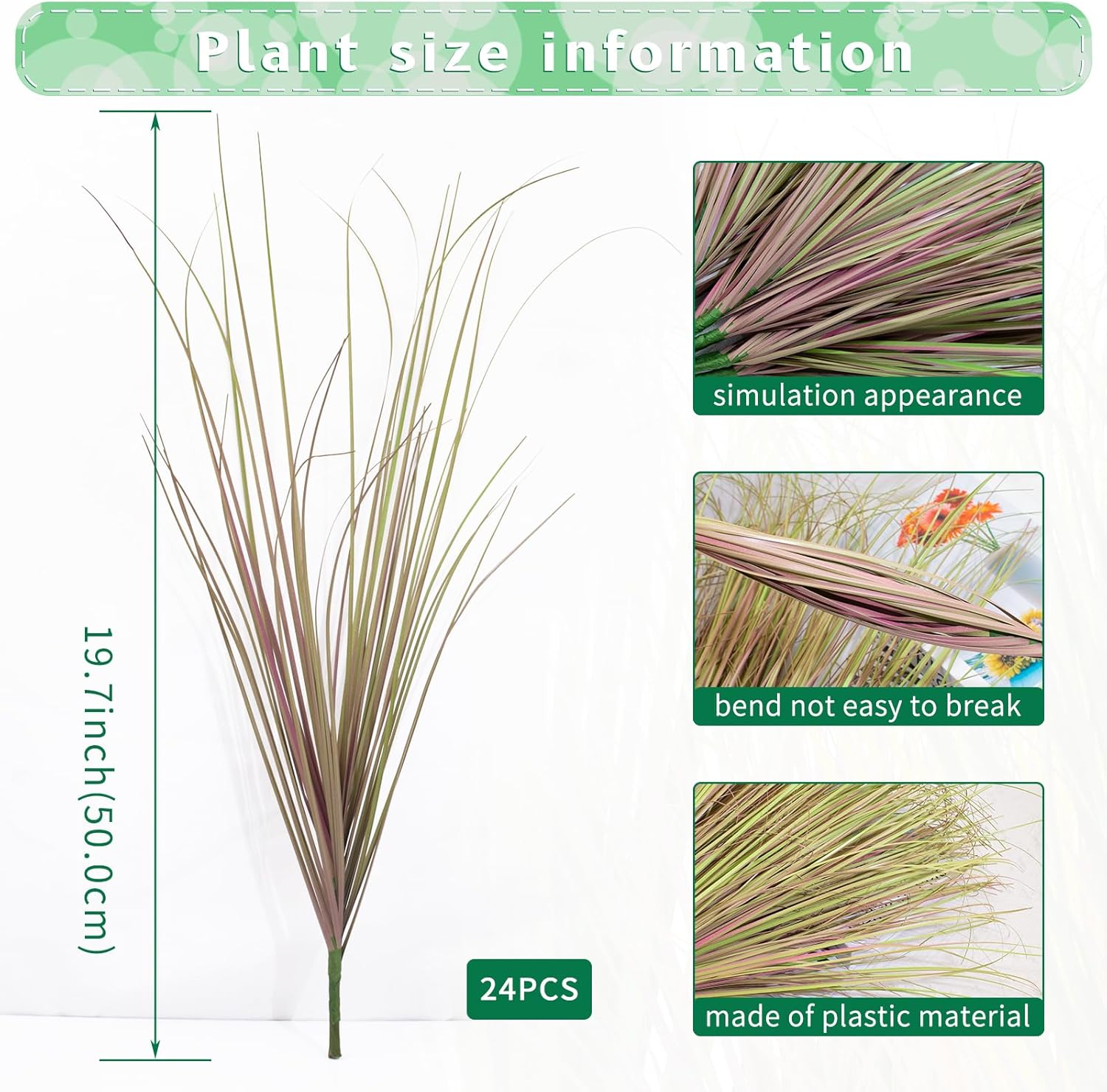 24Pcs Artificial Grass Plants, Faux Shrubs Wheat Grass, Artificial Tall Grass Fake Plants for Outdoor Decor,Artificial Greenery Stems Weed for Room Indoor Home Decor（Light Purple）
