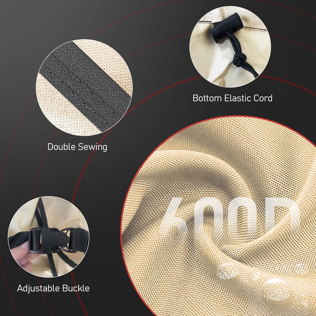 Fire Pit Cover Round 44 Inch - Outdoor Firepit Cover Waterproof & Heavy Duty, 600D Patio Fire Table Cover Gas Fire Pit Accessories Fade & Weather Resistant - 44 x 44 x 24 Inch