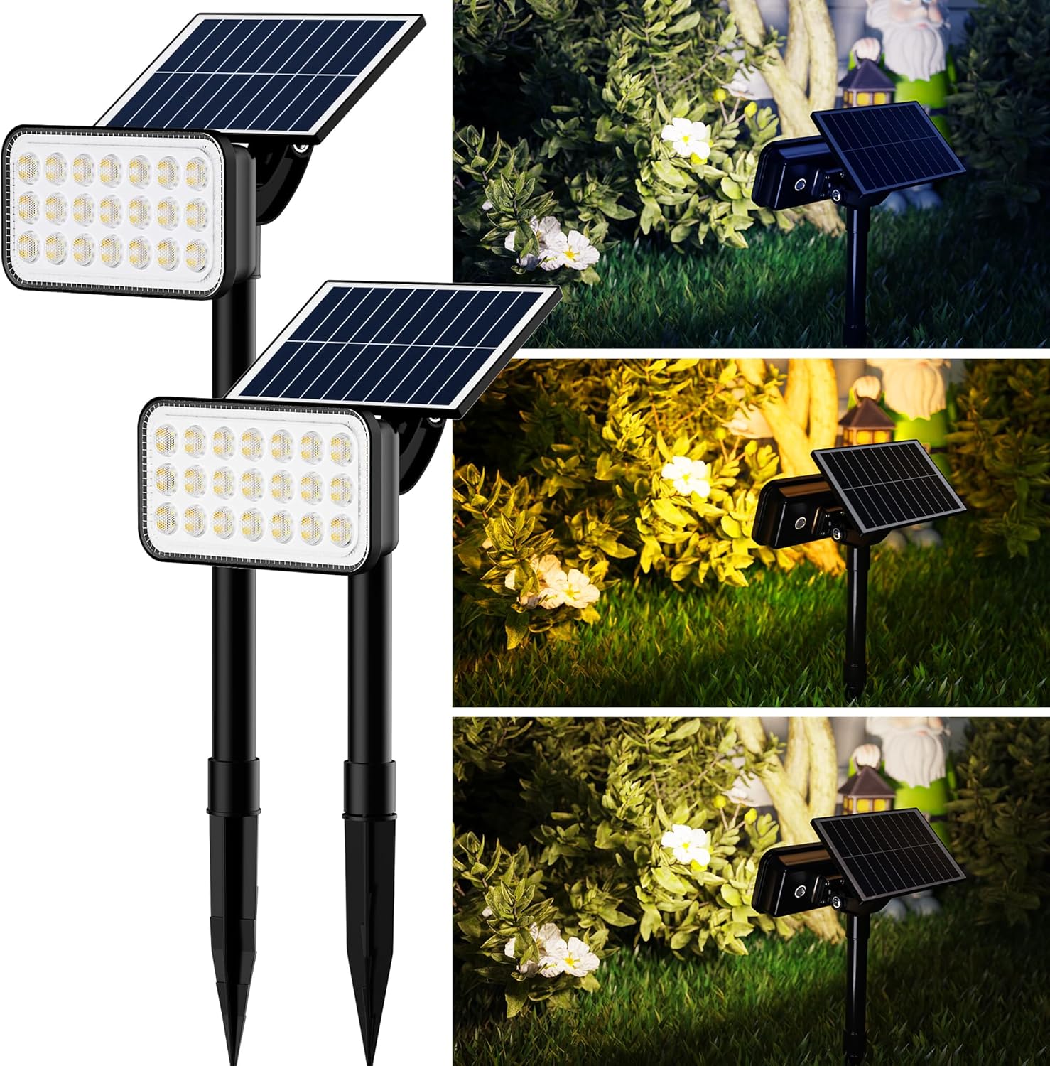JACKYLED Solar Spot Lights Outdoor, 84 LEDs Solar Lights for Outside with 5 Modes Auto On/Off, IP65 Waterproof Landscape Spotlights for Yard Garden Decorative, Walkway, Driveway, 2 Pack