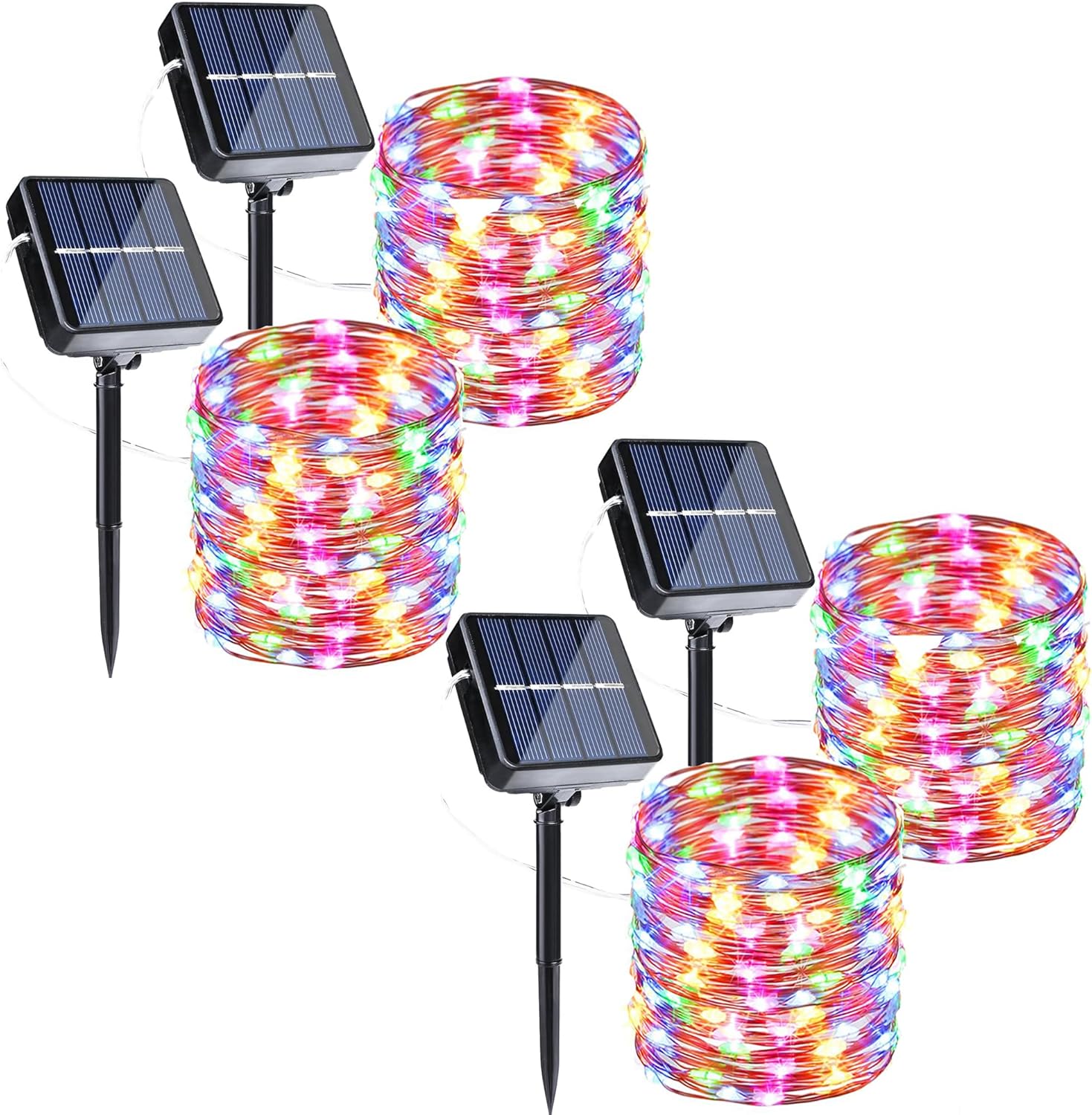 Joomer Solar Fairy Lights, 4-Pack Total 104FT 320LED Solar String Lights Outdoor Waterproof 8 Lighting Modes for Fence Party Garden Patio Yard Home Holiday Tree Outdoor Decoration (Multicolor)
