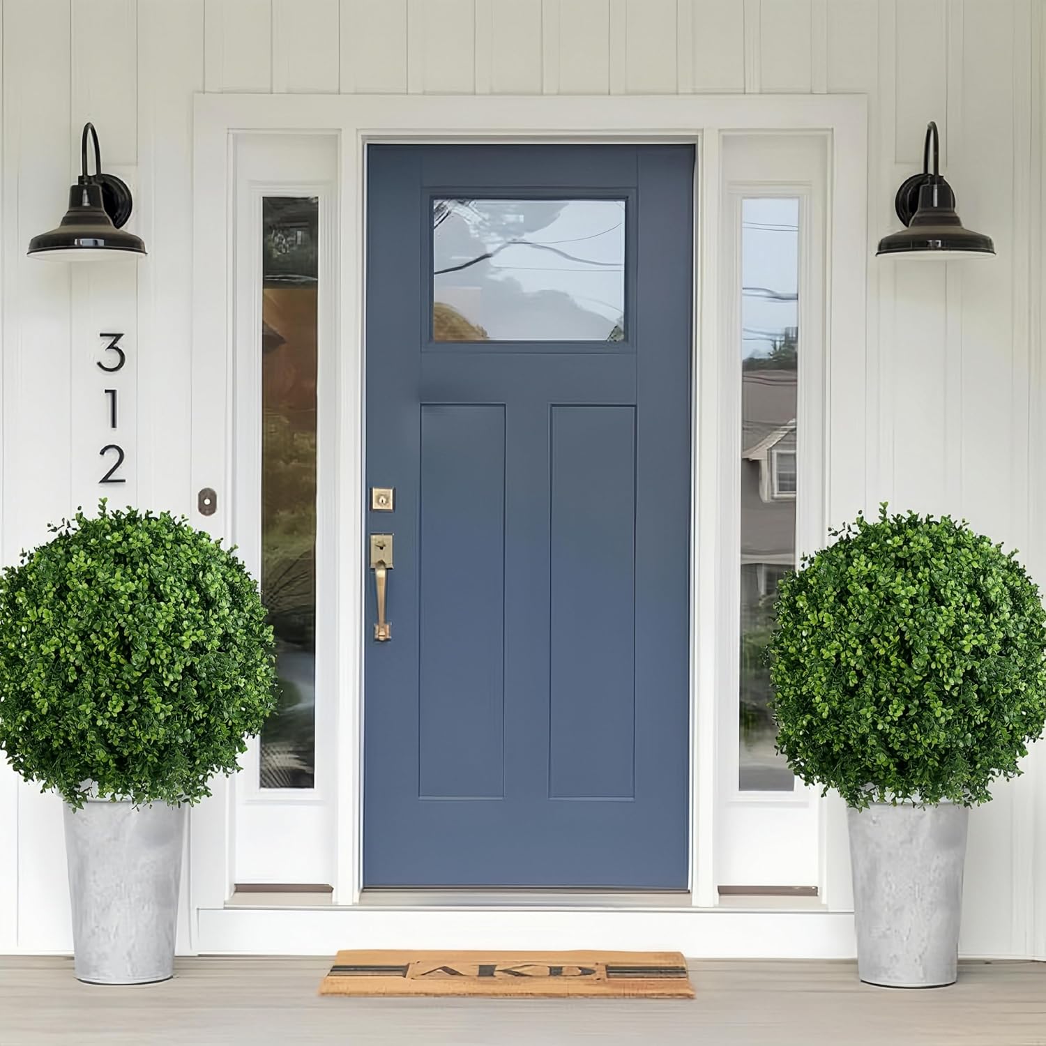 QIANYUN Artificial Plants Outdoor-14Inch Fake Plants Faux Boxwood Plants Outdoor- UV Resistant Shrub for Outdoor/Indoor Decor, Perfect for Porch, Garden, and Backyard