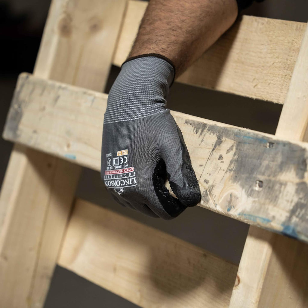linconson 12 Pack Safety Performance Series Construction Mechanics Wrinkle Latex Work Gloves
