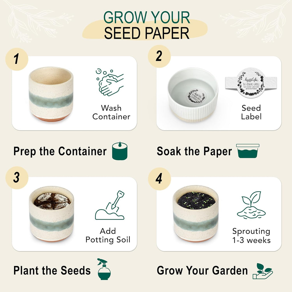 The Growing Candle, Chai Scented, 8.5oz Ceramic Pot, Aromatherapy Candles for Home, 100% Soy, Edith