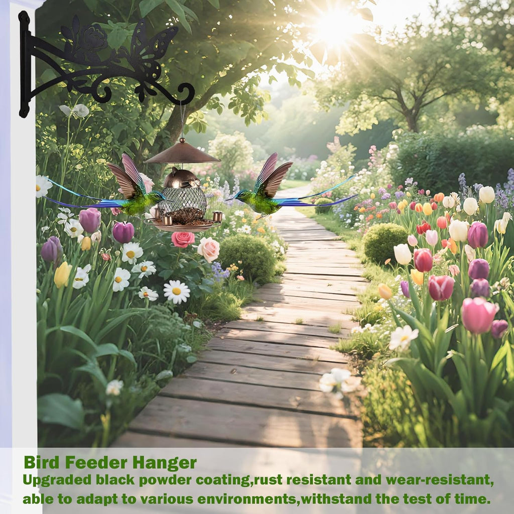 4 Pack Plant Hanger Hook,12in Heavy Duty Hanging Basket Hooks, Metal Plant Wall Hanger with Butterfly Pattern,Plant Bracket for Outdoor or Indoor Hanging Plants,Bird Feeder,Lantern,Home Decor