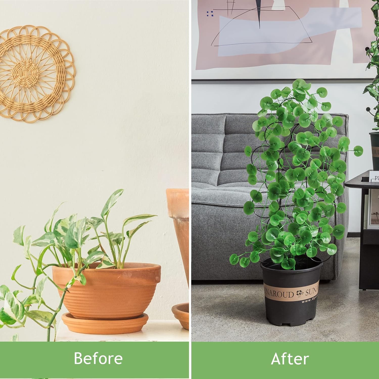 Trellis for Climbing Plants Indoor 15.7 Inch, Stackable Garden Trellis for Potted Plant Support, 3 Pack Small Houseplant Metal Wire Trellis for Vines Pothos Rose Monstera Accessories (Black)