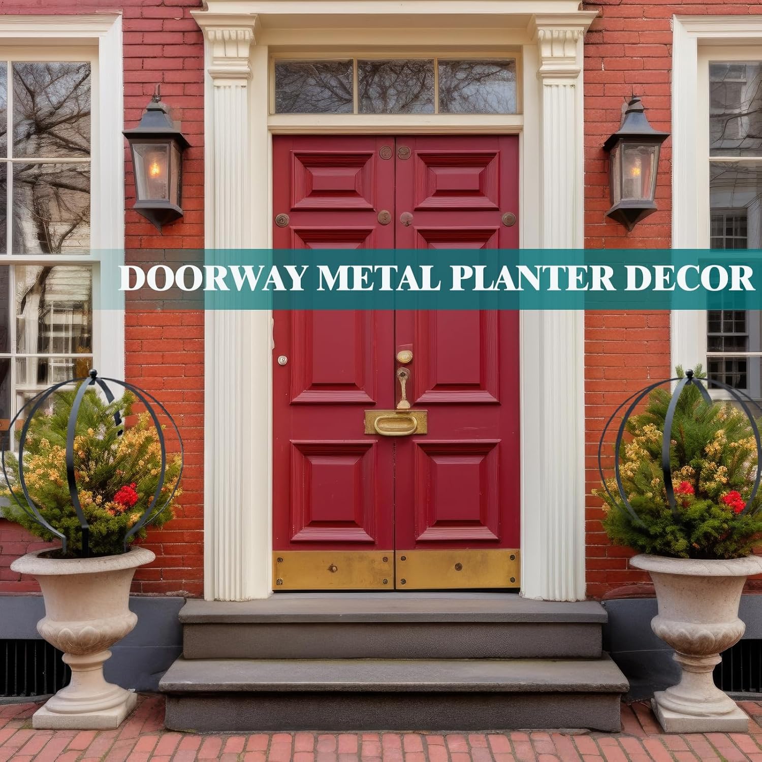 Set of 4 Large Metal Trellis Obelisks Sturdy Round Circle Trellis for Climbing Plant Support Indoor Outdoor Potted Vines, Cucumbers & Flowers, Patio Doorway Garden Decor (25.20" x 21.26")