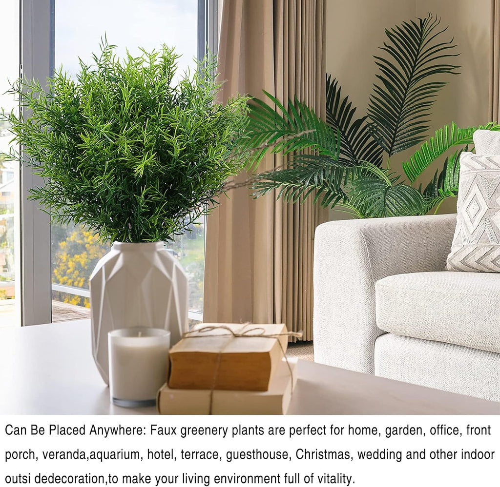 Artificial Plants Flowers Grass Shrubs 8 Pack No Fade Faux Plastic Flowers Outdoor for Farmhouse Garden Porch Patio Indoor Wedding Decoration Greenery Fake Plants uv Resistant