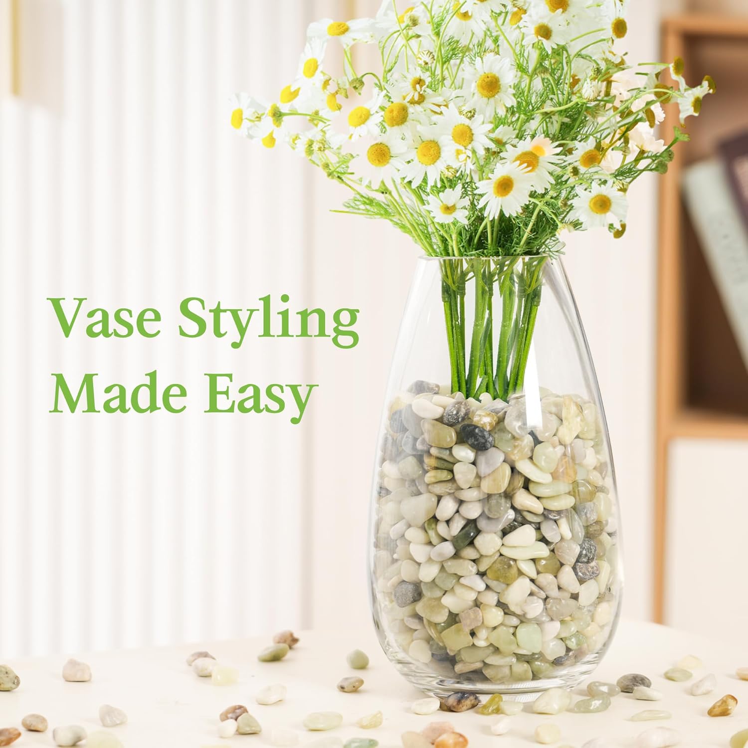 SIDONG 10 LB Jade Pebbles, 2/5 Inch Natural Decorative Polished Jade Stones, Jade River Rocks for Succulents, Cactus, Vases, Indoor Plants, Garden Landscaping, Bamboo