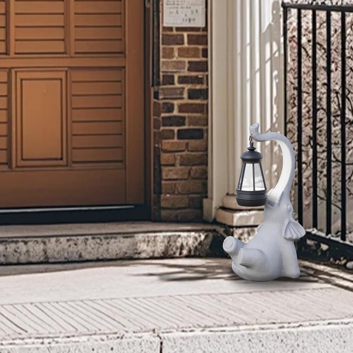 Garden Decoration, Figurine, Lawn Statue, Sculpture Ornament, Animal Figurine - Cat Resin Statue with Lantern (Face Upward-D)