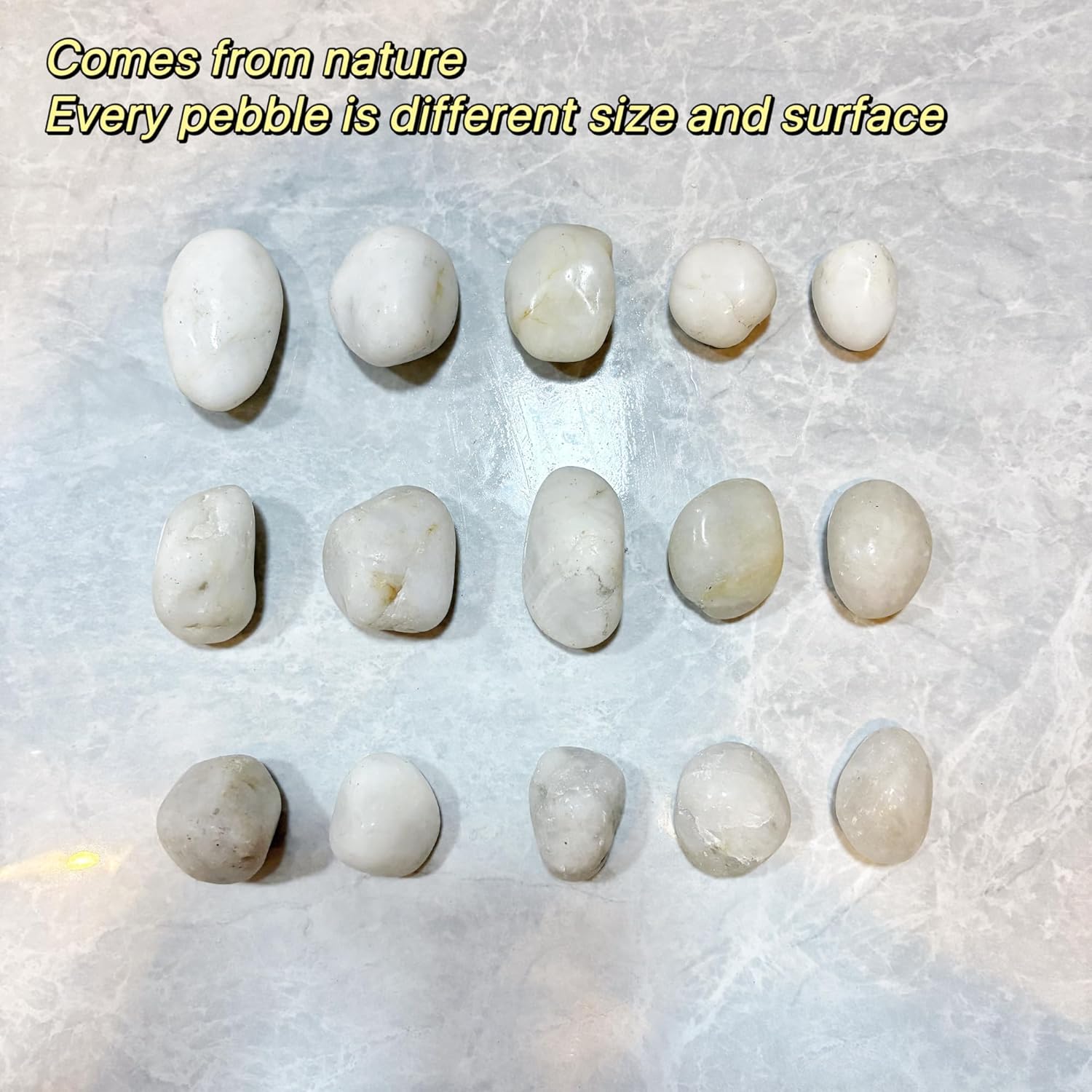 20lbs River Rocks, 1-2Inch Decorative Ornamental Natural Pebbles for Garden Couryard Landscaping Stones, Gravel Filler for Fish Tank,Vases,Home Decor,Aquariums,Animal Habitat, White