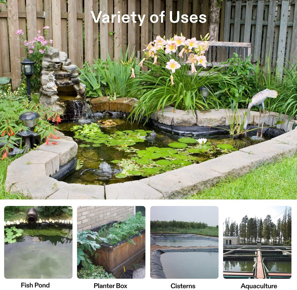 VIVOSUN 7 x 10 Feet Pond Liner, 14.5 Mil Durable LLDPE Pond Liners for Koi Ponds, Aquaculture and Water Gardens, Black