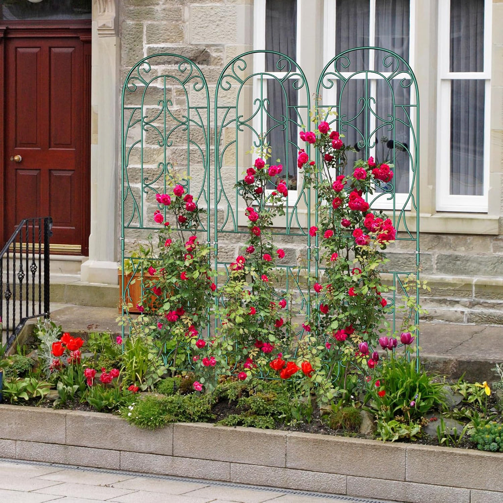 4 Pack 59x16in Metal Garden Trellis for Climbing Plants,Green Large Trellis for Climbing Plants Outdoor, Roses, Vegetables Vines Flowers Support, Large Decorative Outdoor Trellis