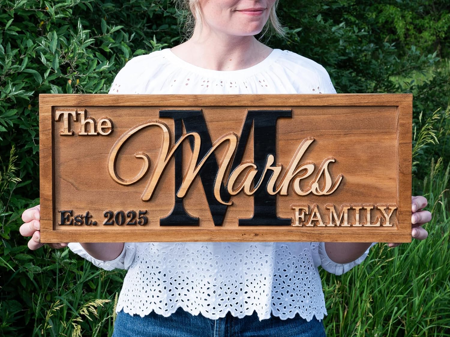 Personalized Family Name Sign Personalized Wedding Gifts Wall Art Rustic Home Decor Custom Carved Wooden Signs Couples 5 Year Anniversary