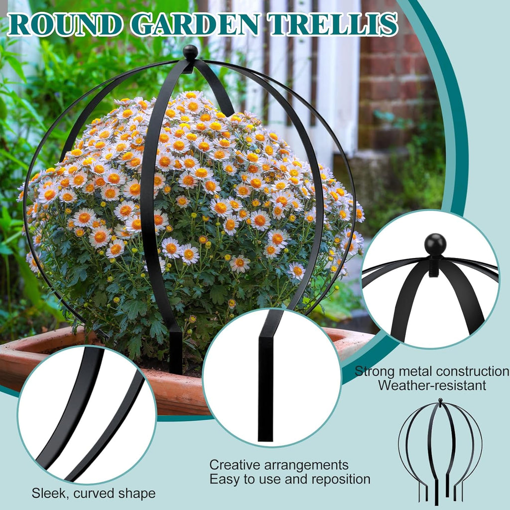 Set of 4 Large Metal Trellis Obelisks Sturdy Round Circle Trellis for Climbing Plant Support Indoor Outdoor Potted Vines, Cucumbers & Flowers, Patio Doorway Garden Decor (25.20" x 21.26")