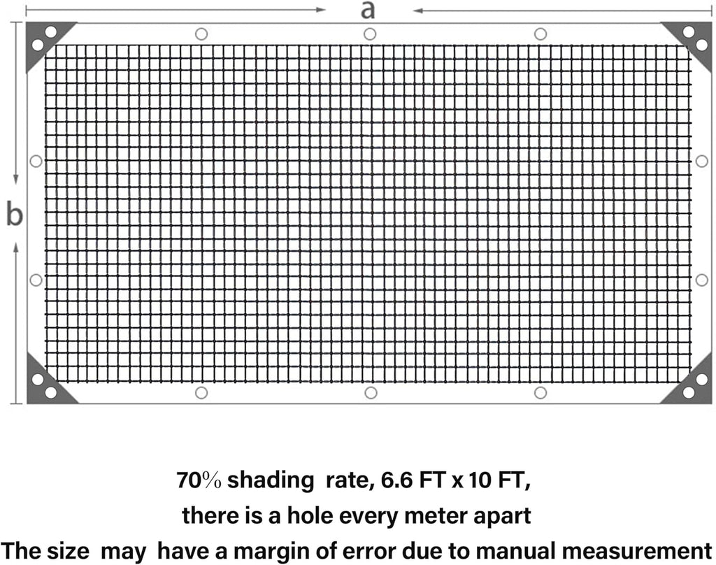 winemana 70% Black Shade Cloth, 6.6 x 10 FT Mesh Tarp with Grommets, Garden Sunblock Shade Cloth Shading Antifreezing for Plants Cover, Greenhouse, Barns Kennel, Patio, Tomatoes
