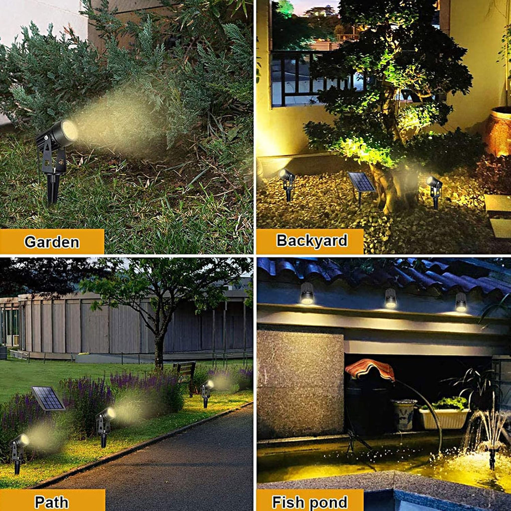 DLLT LED Solar Spot Lights Outdoor Landscape Spotlights, 2-in-1 Solar Powered Wall Lights-Low Voltage Outdoor Landscaping Light for Garden Yard Lawn Pathway Landscape Downlight, Warm White,Auto on/off