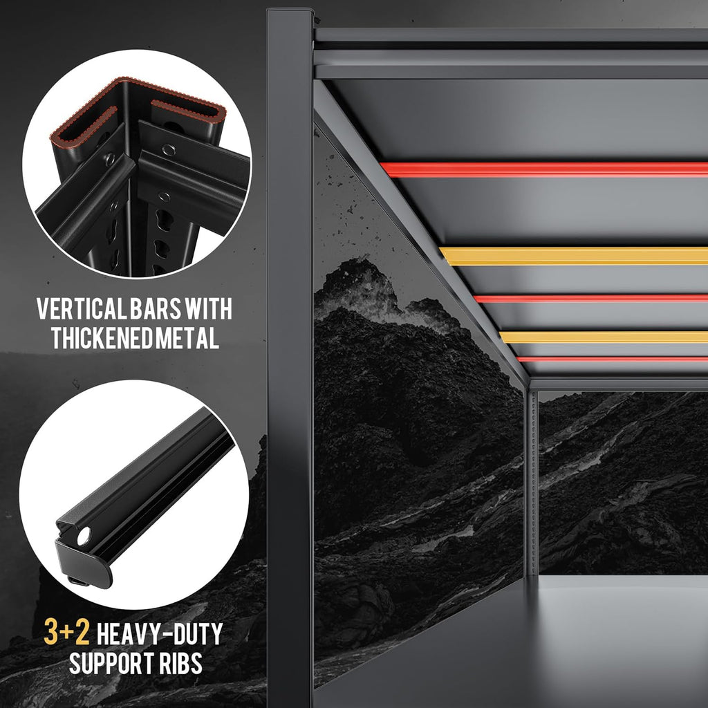 59.8" W x 72.2" H x 24.2" D Metal Storage Shelves, 2650LBS Garage Shelving Unit with Adjustable Shelf, 5 Tier Storage Rack for Garage, Pantry, Warehouse, Basement, Black, 2 Pack