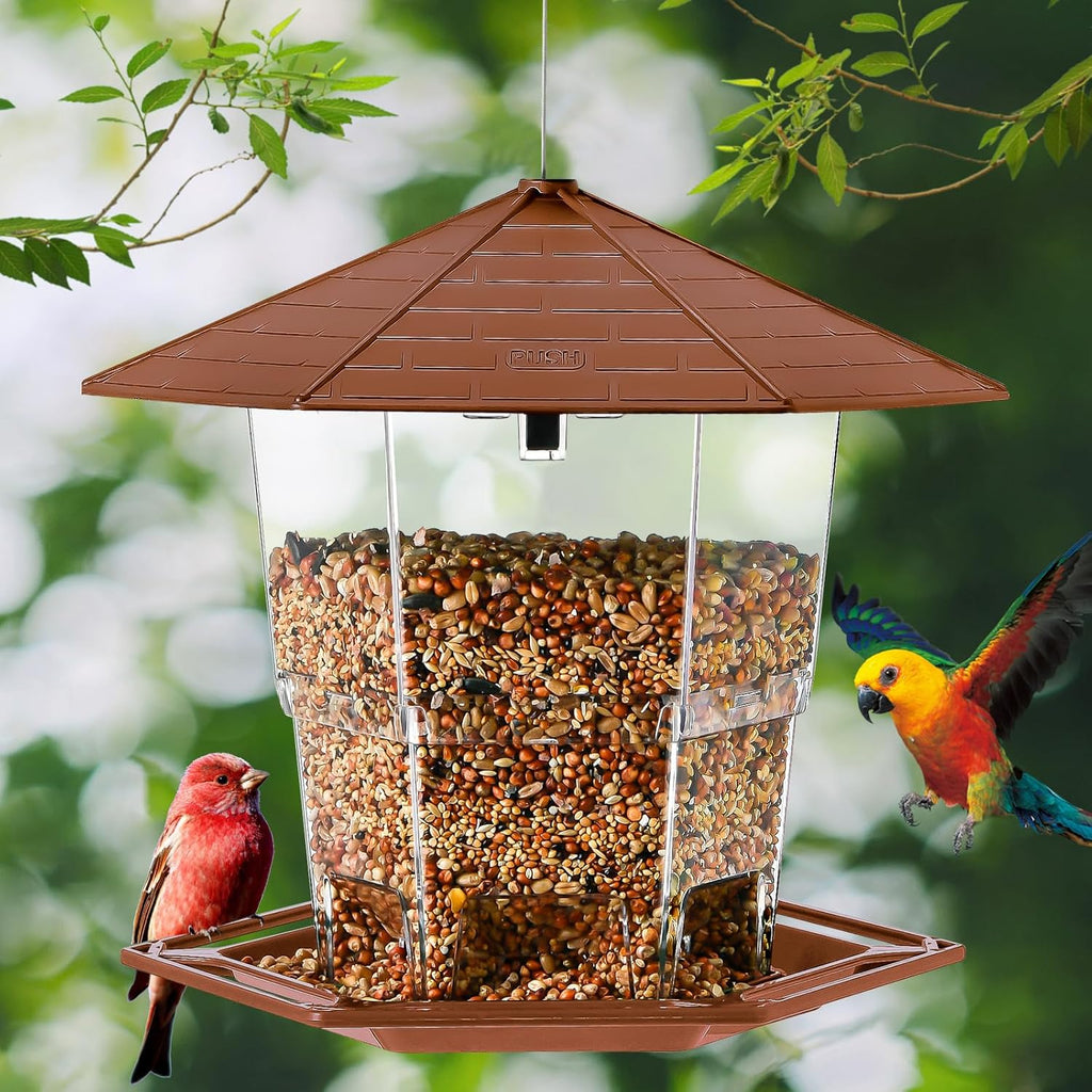 Bird Feeders for Outdoors Hanging Bird Feeder Wild Birds Seed, Brown