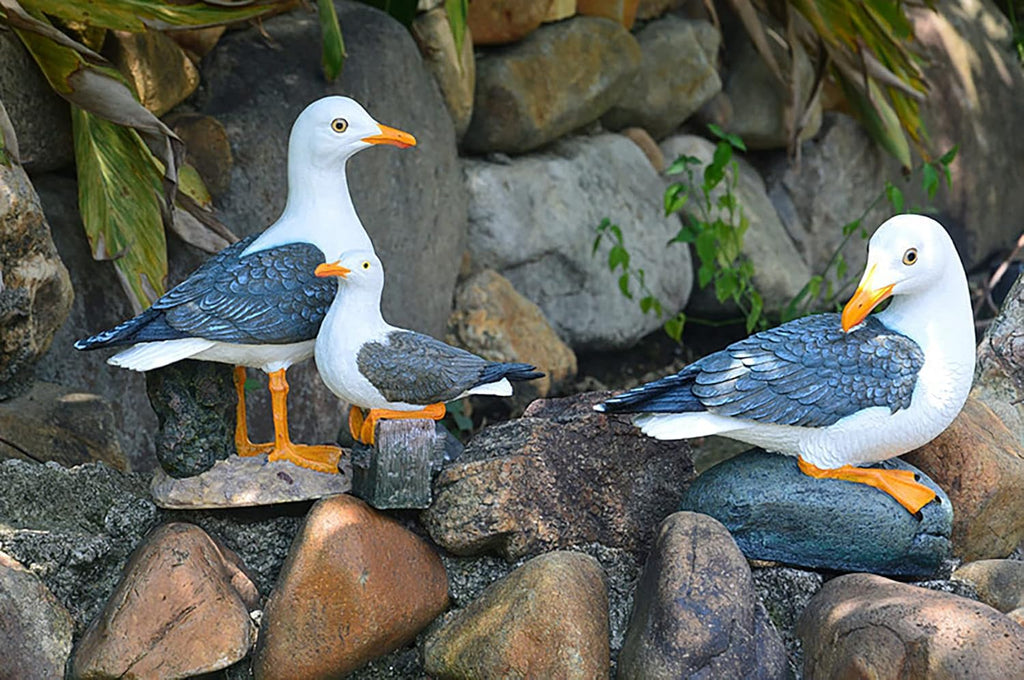 Real Seagull Figurine Garden Decorations,Seagull Statue Outdoor Decoration,Sea Bird Figurine Nautical Statue Coastal Beach Home Decorations Nautical Seagull Sculpture