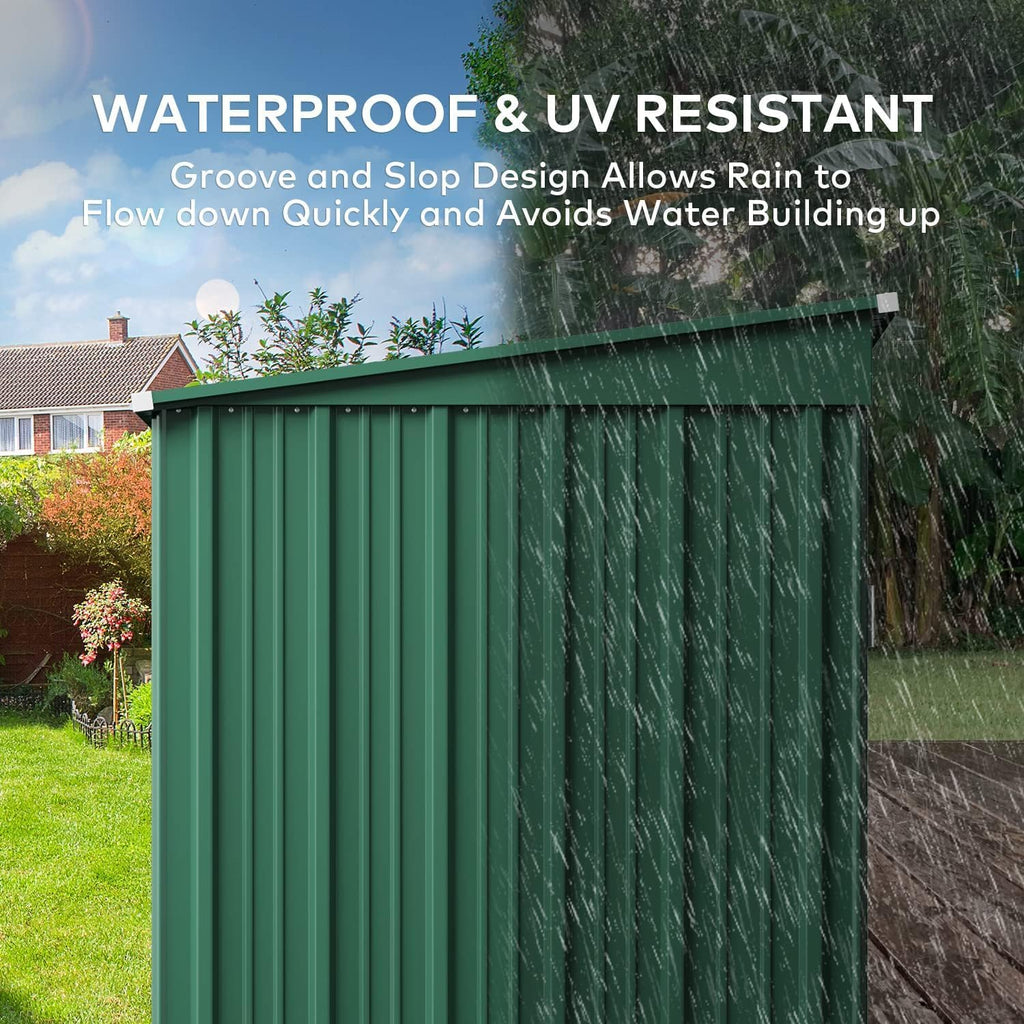 Gizoon 6' x 4' Outdoor Storage Shed with Double Lockable Doors, Anti-Corrosion Metal Garden Shed, Waterproof Shed Outdoor Storage Clearance for Backyard Patio Lawn-Green